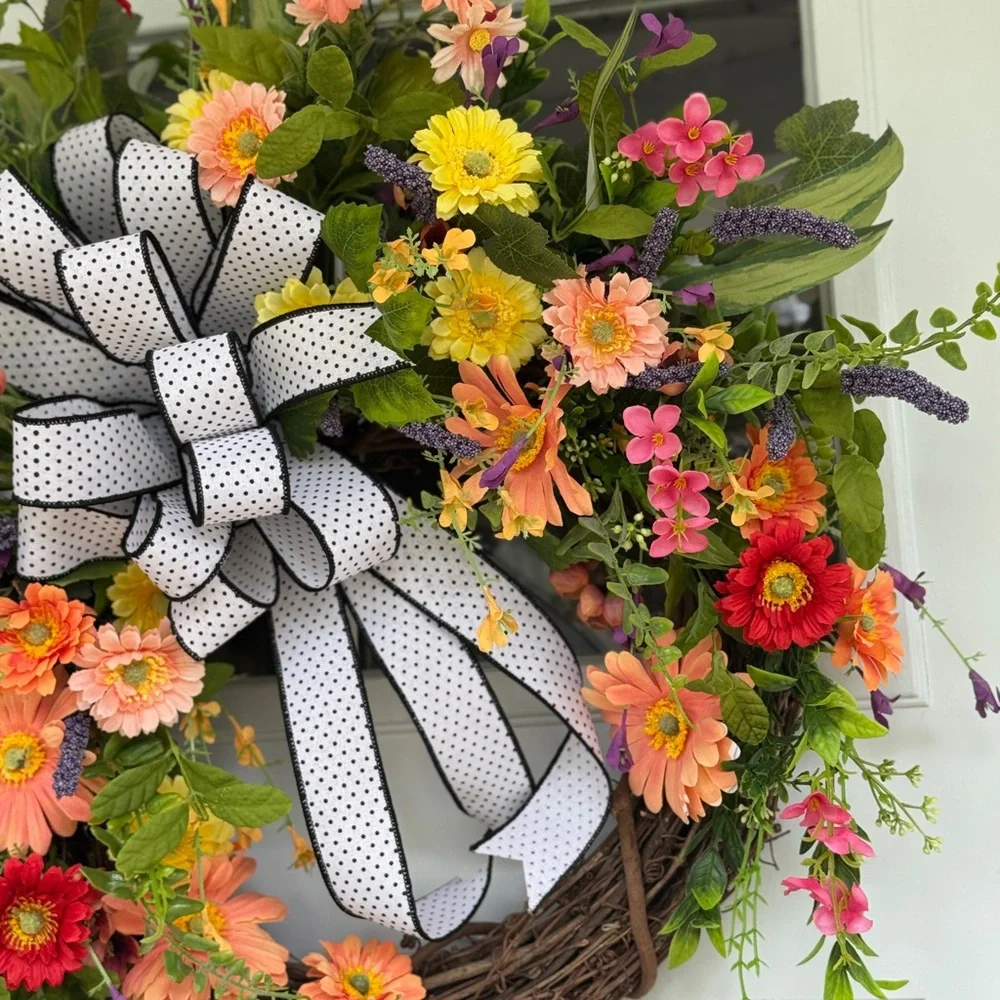 SOLD LOCALLY Spring Mixed Floral Design Wreath - Picture 7 of 9